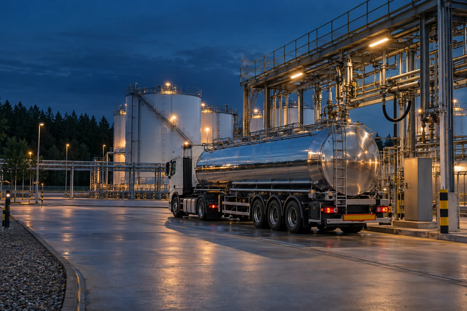 Endüstriyel Nafta Endüstriyel tesiste kimyasal tanker ve lojistik alanı