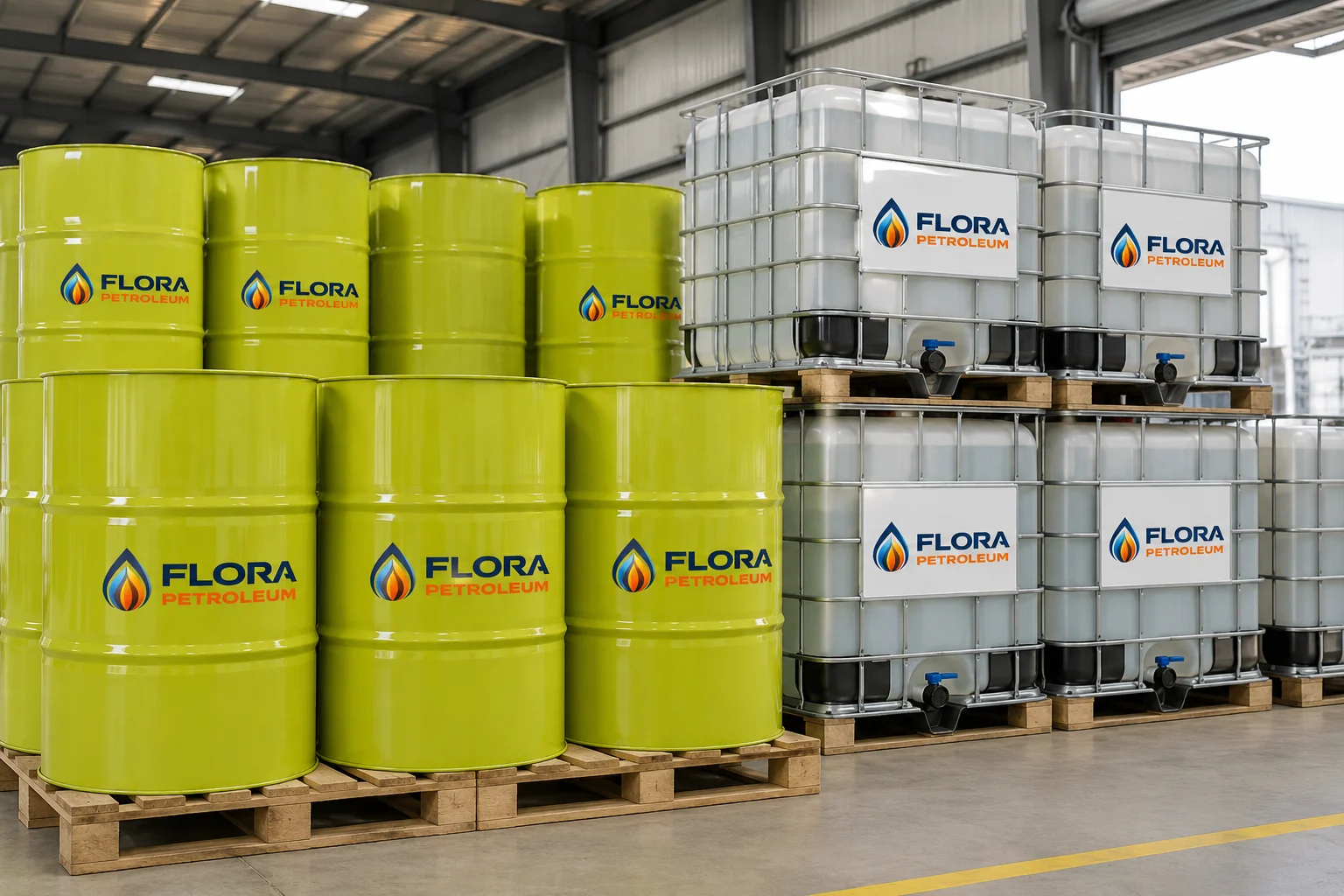 FloraPetroleum LAB drums and IBC export packaging
